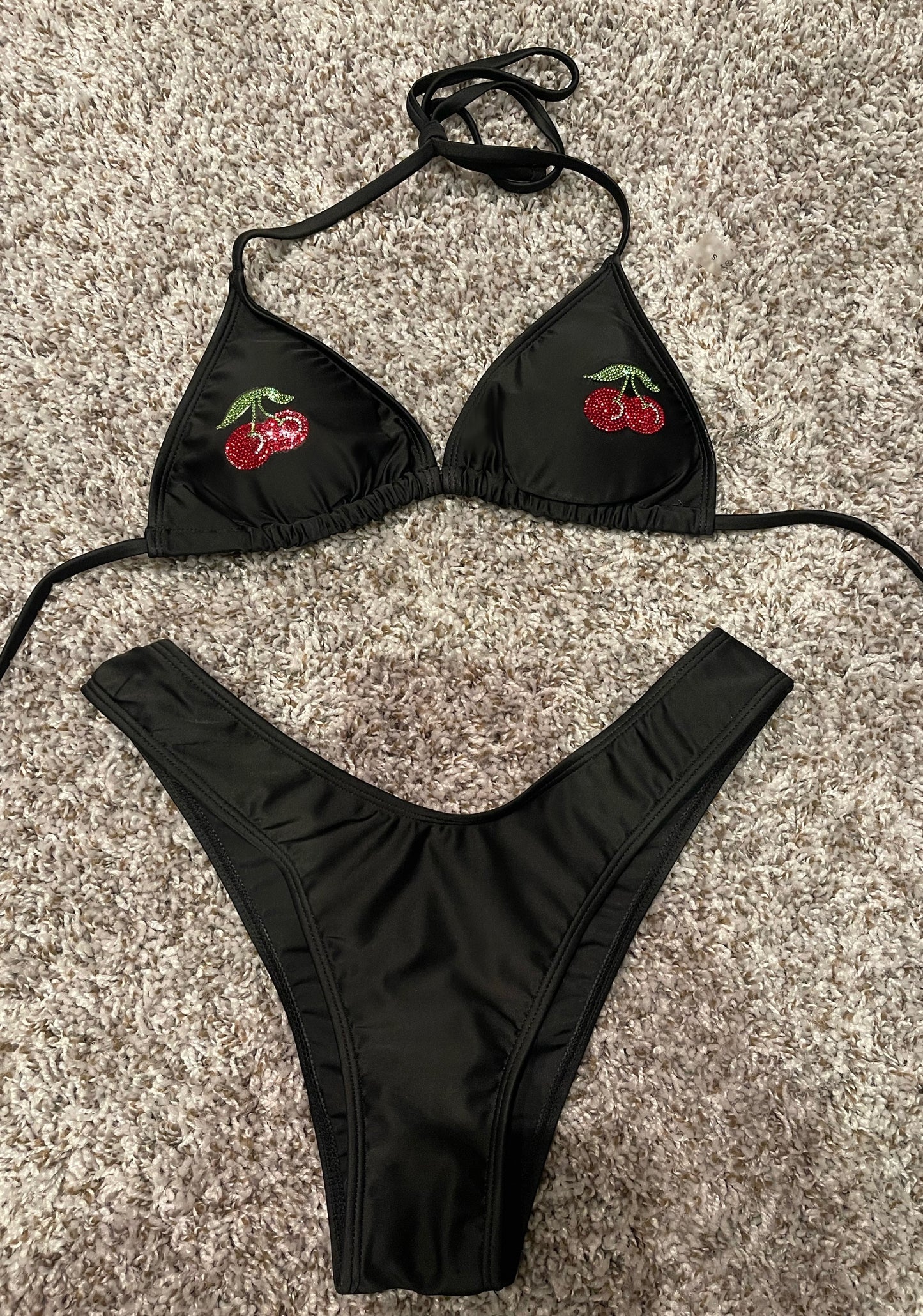 Cherry bling only on top bikini set